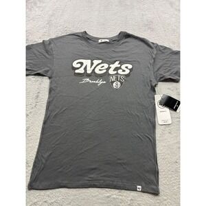 47 Brand Brooklyn Nets‎ Womens Shadow Grey Graphic T-Shirt Small KK015TWC